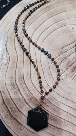 תליון אובסידיאן ,חרוזי אובסידיאן ועין הנמר